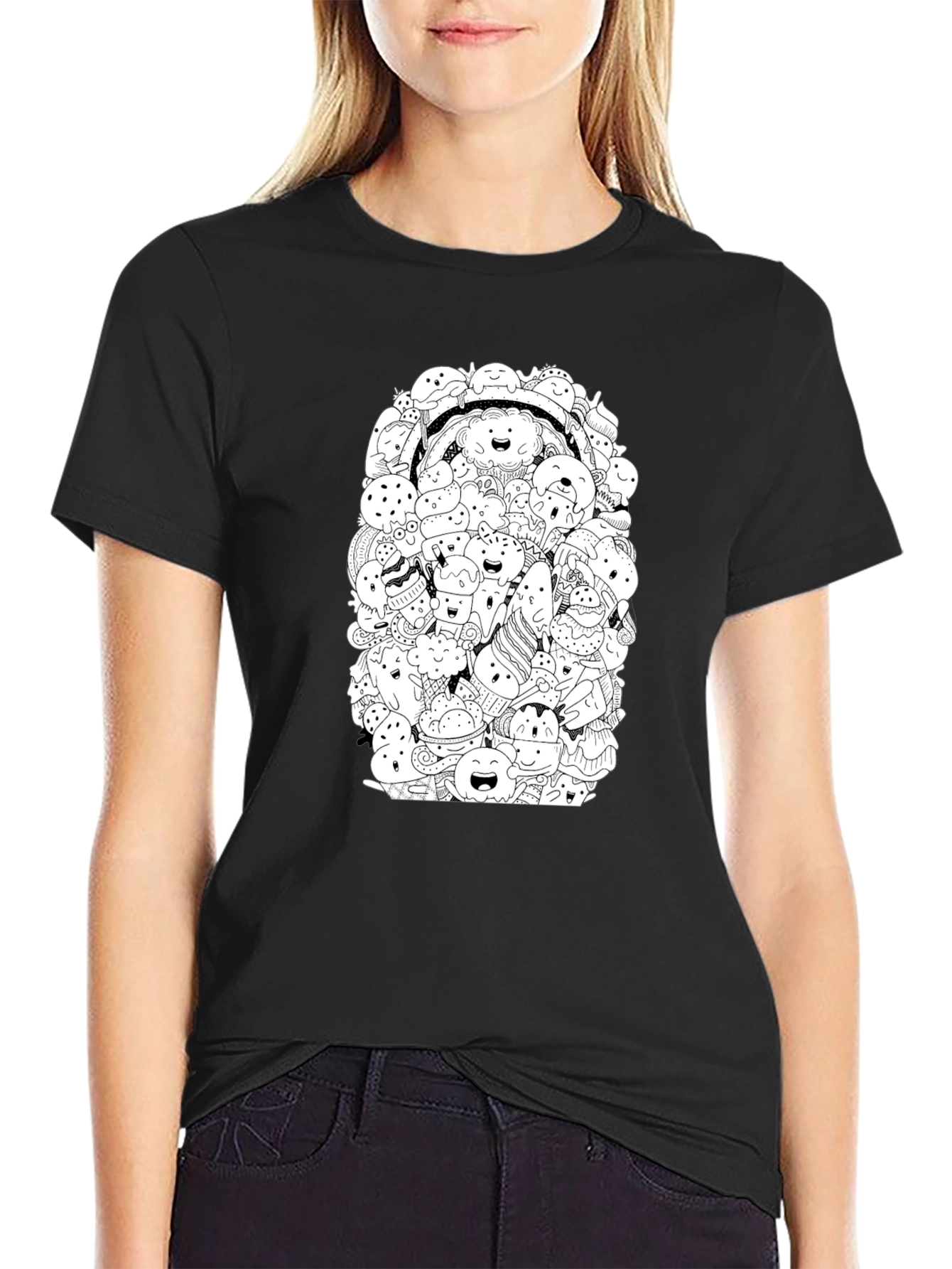 Doodle Dessert Graphic Tee - Black