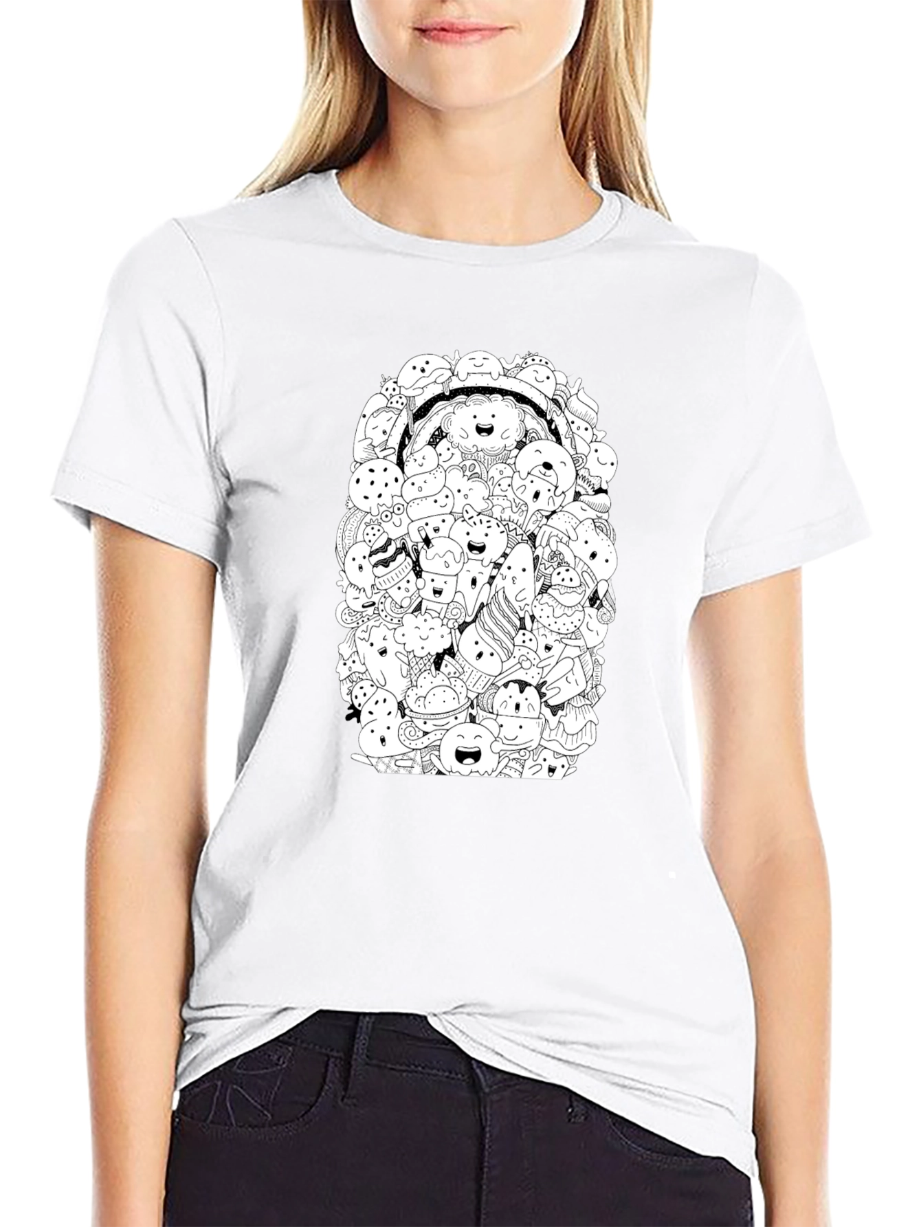 Doodle Dessert Graphic Tee - Black