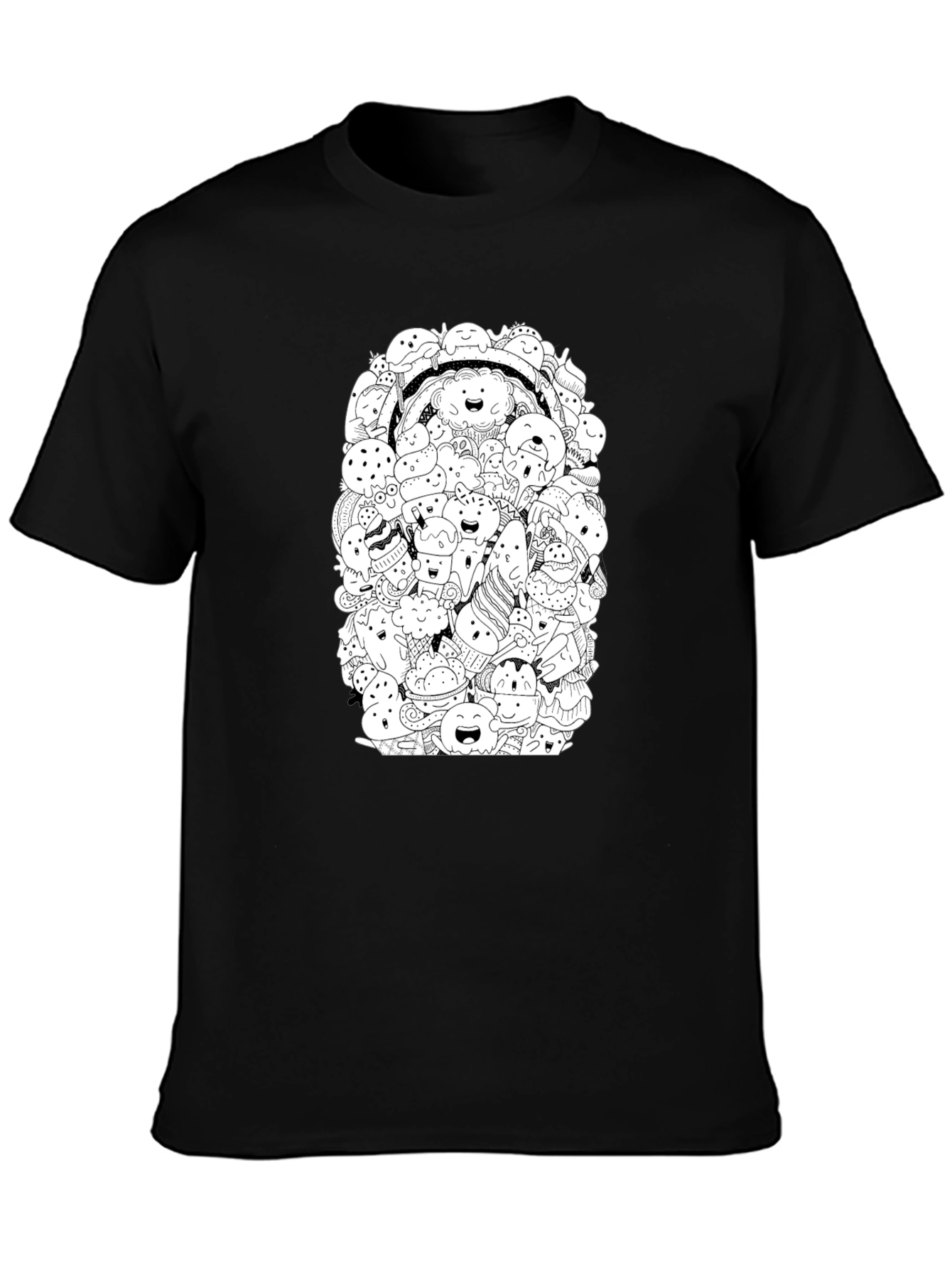Doodle Dessert Graphic Tee - Black