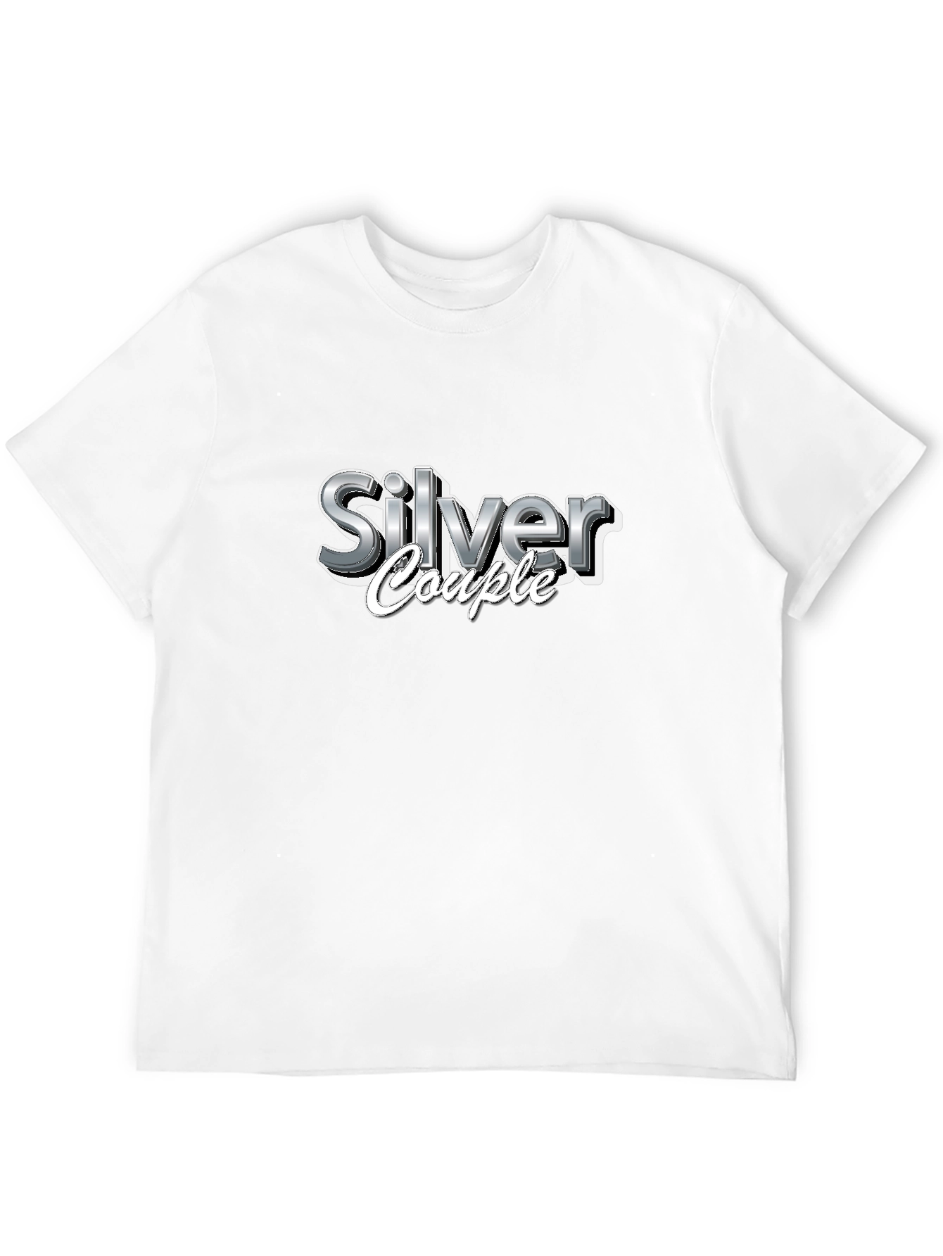 Silver Couple Graphic Print Black T-Shirt