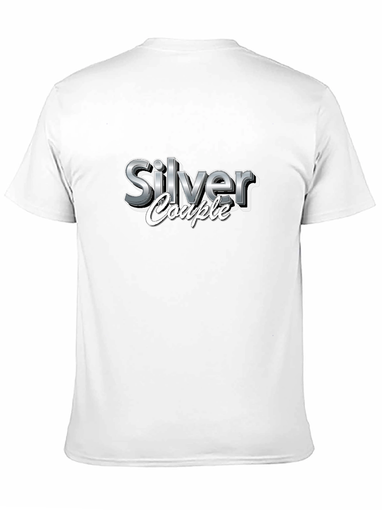 Silver Couple Graphic Print Black T-Shirt