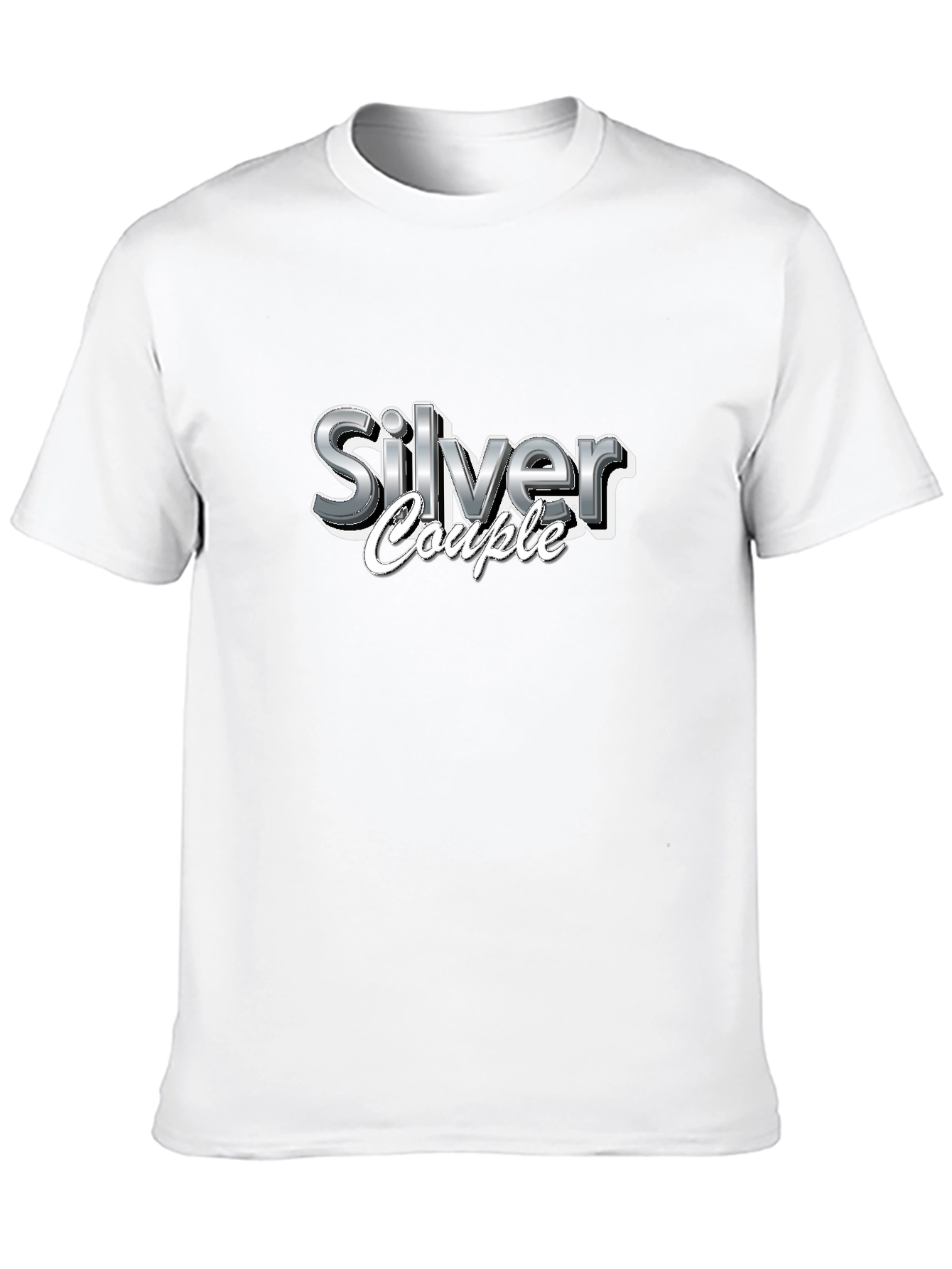 Silver Couple Graphic Print Black T-Shirt