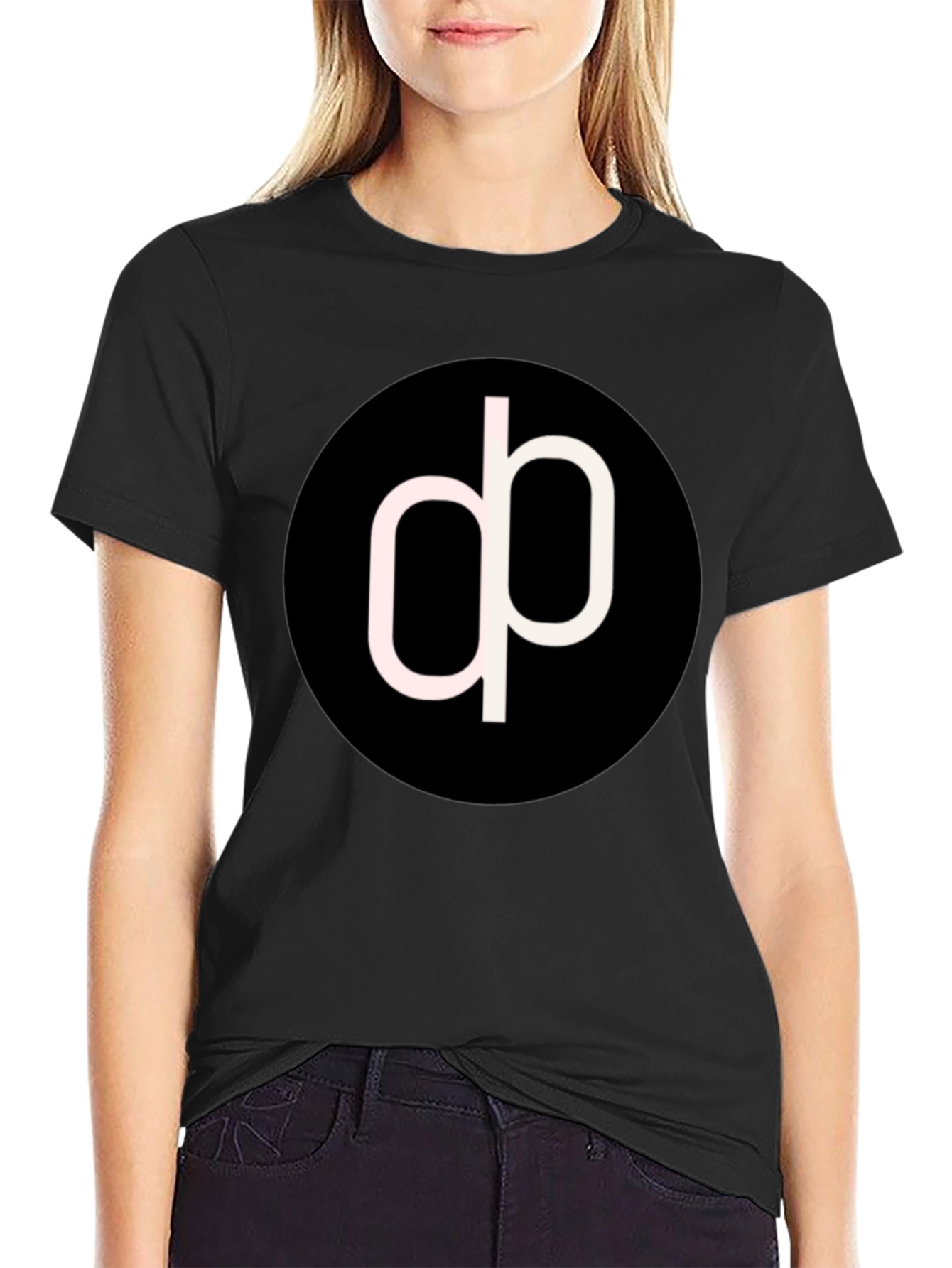 Modern Black T-Shirt with Abstract Circle Logo