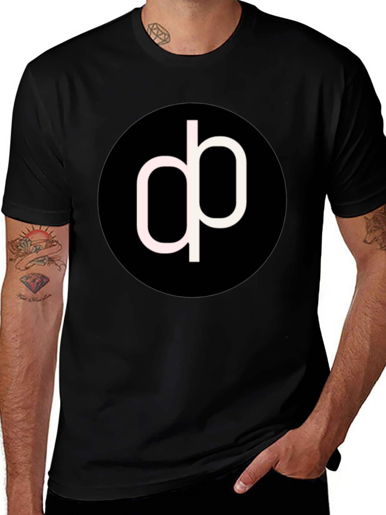 Modern Black T-Shirt with Abstract Circle Logo