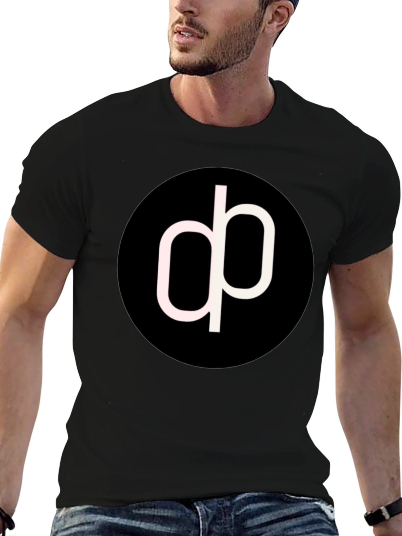Modern Black T-Shirt with Abstract Circle Logo