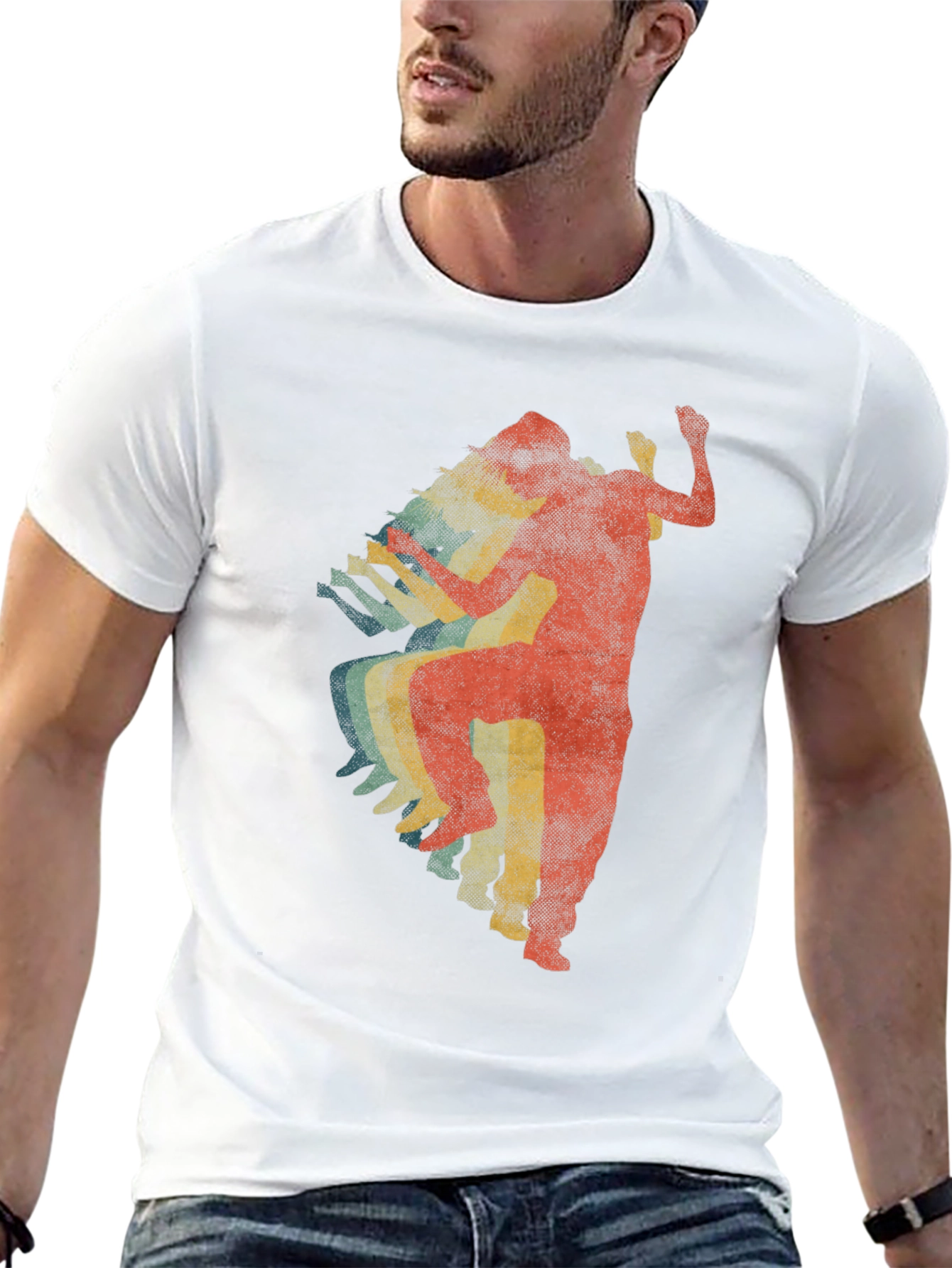 Retro Dancer Graphic Tee - Black Cotton T-Shirt