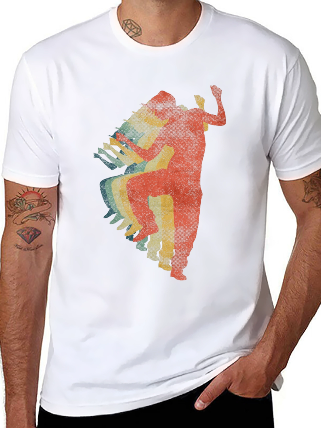 Retro Dancer Graphic Tee - Black Cotton T-Shirt