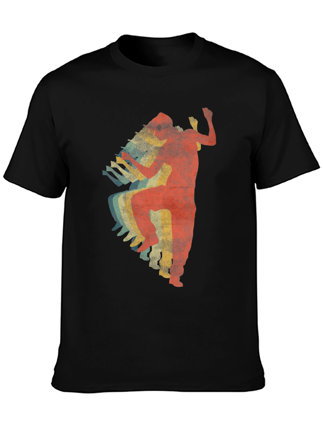 Retro Dancer Graphic Tee - Black Cotton T-Shirt