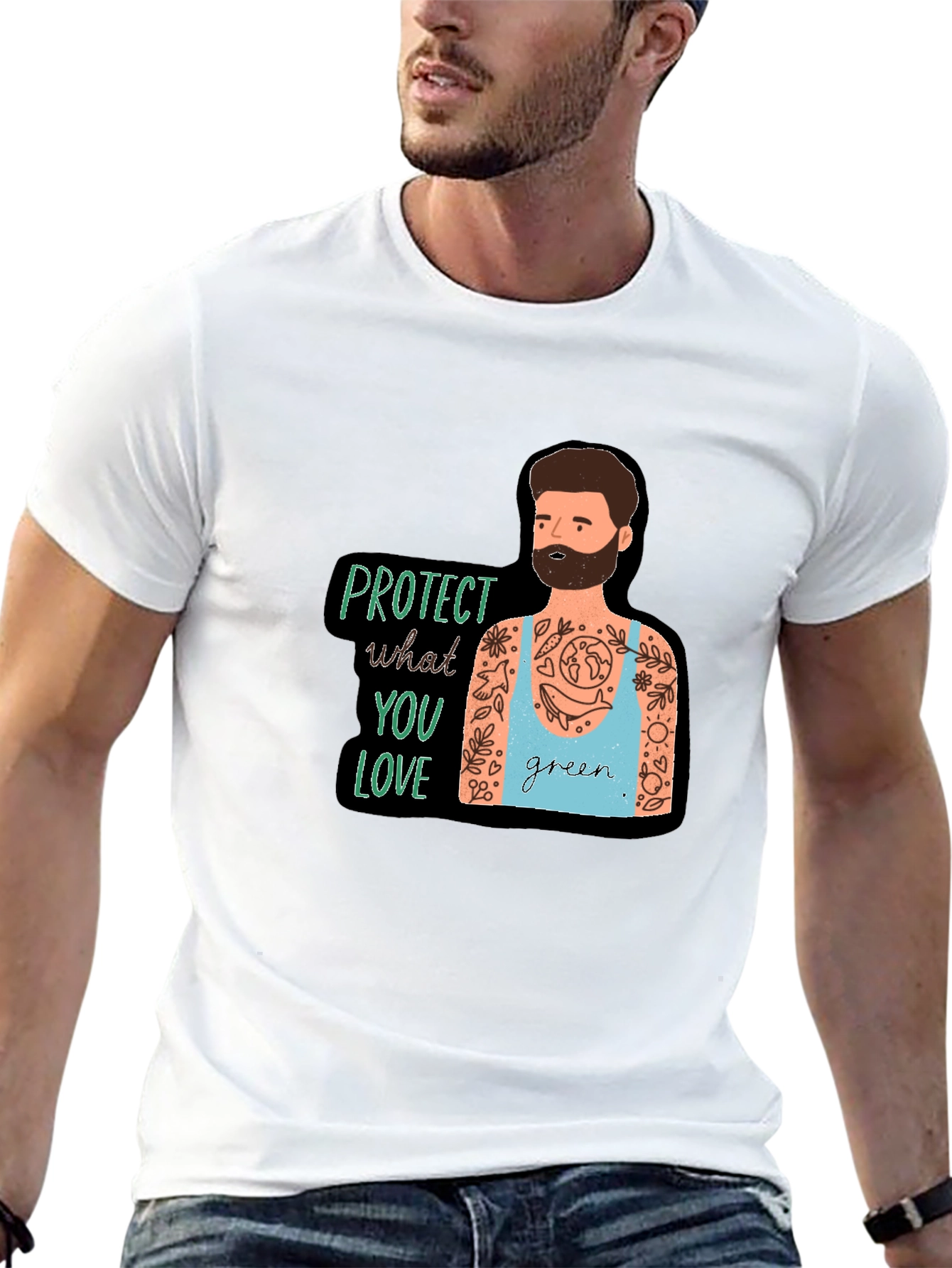 Eco-Friendly Protect Nature Graphic Black T-Shirt