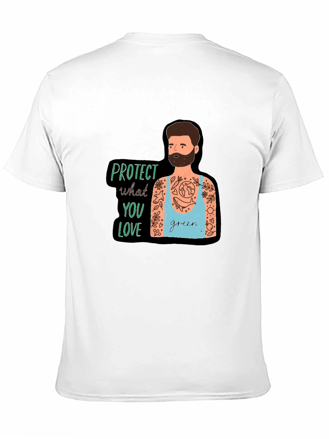 Eco-Friendly Protect Nature Graphic Black T-Shirt