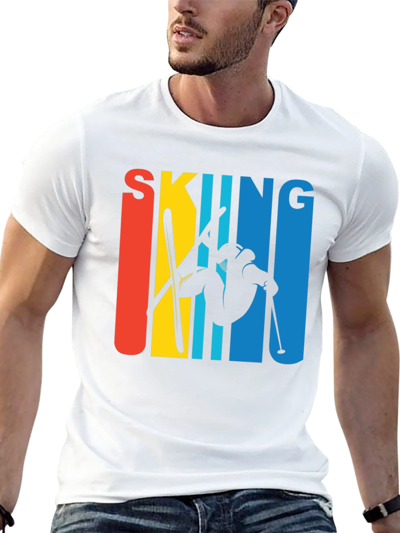 Retro Skiing Graphic Tee - Black Unisex T-Shirt