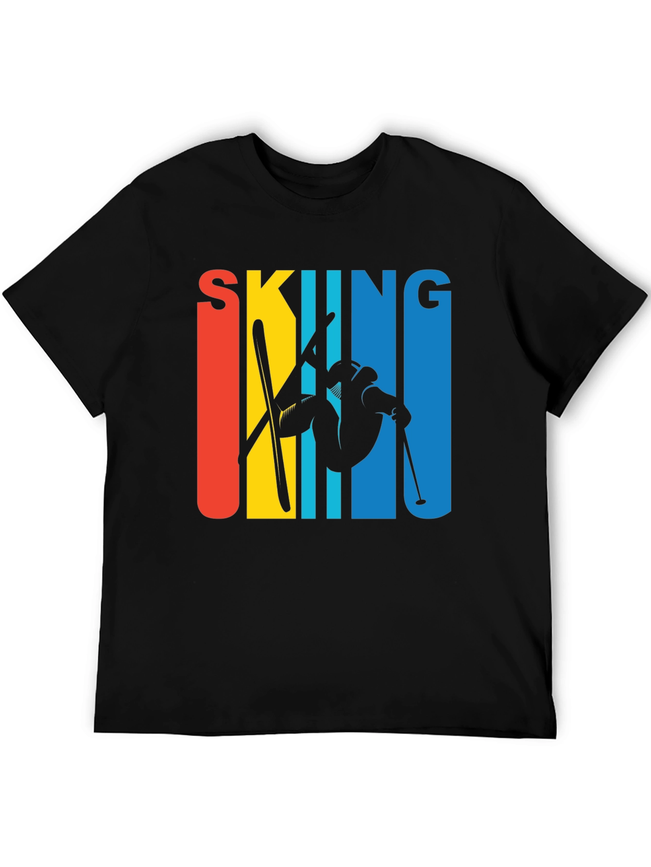 Retro Skiing Graphic Tee - Black Unisex T-Shirt