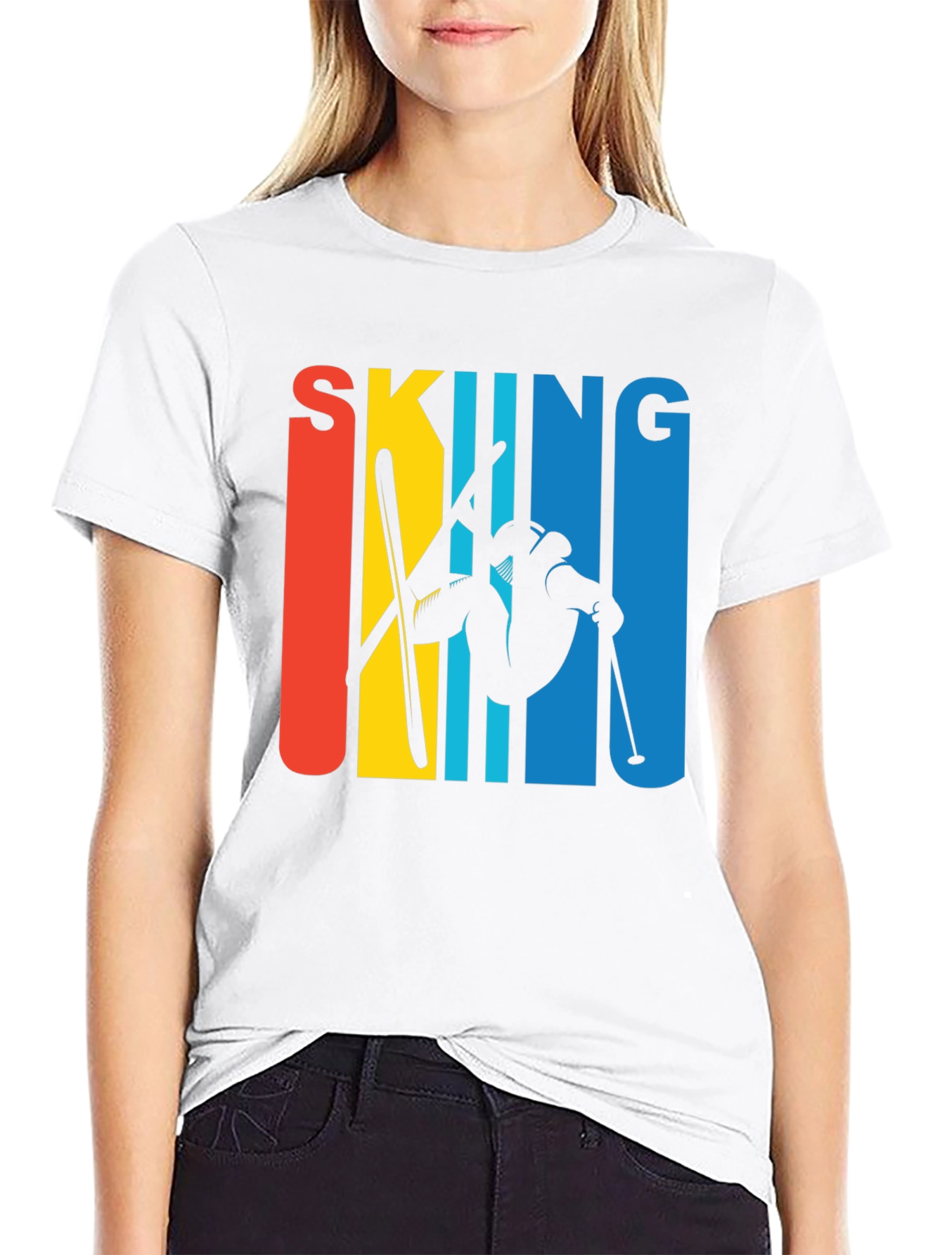 Retro Skiing Graphic Tee - Black Unisex T-Shirt