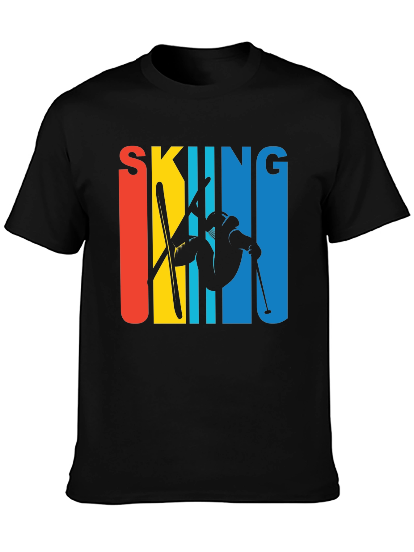 Retro Skiing Graphic Tee - Black Unisex T-Shirt