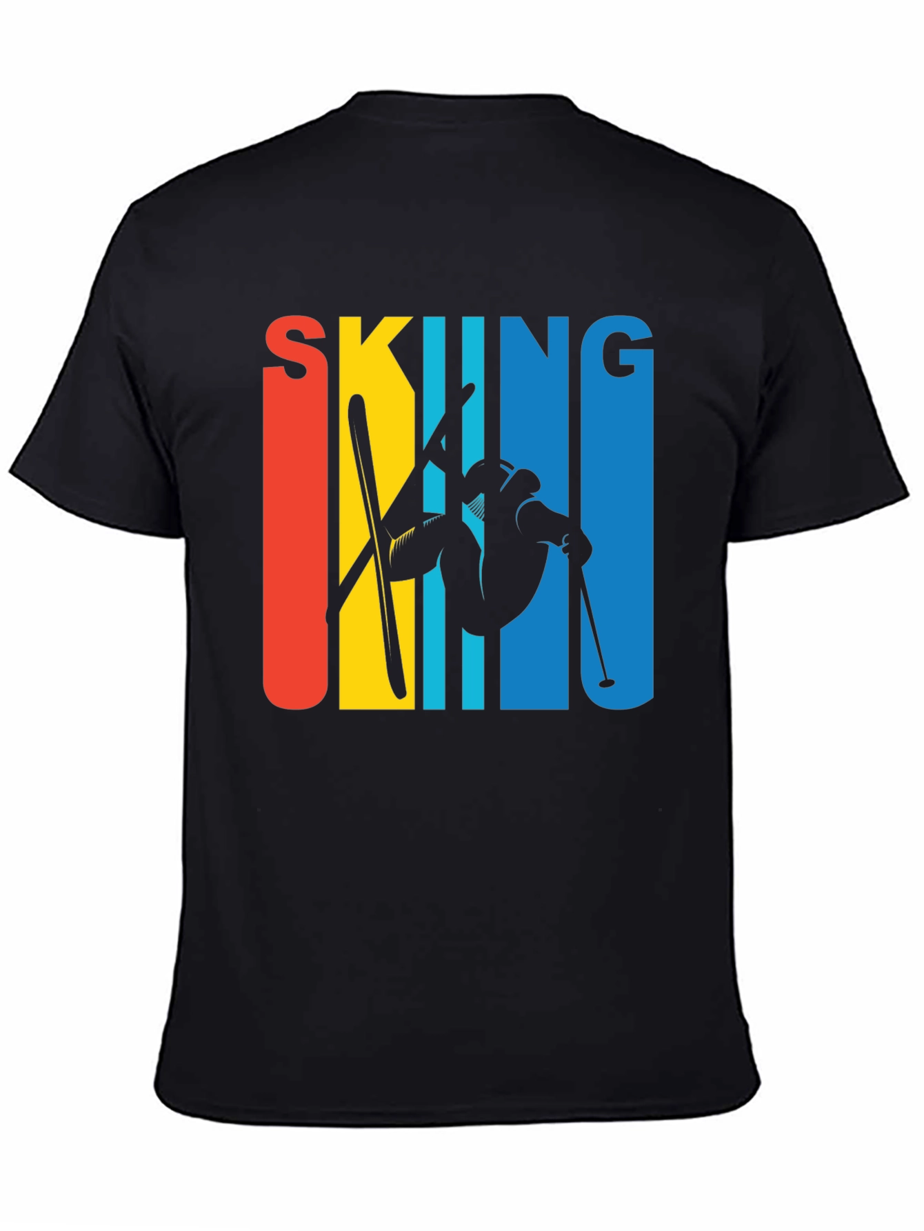 Retro Skiing Graphic Tee - Black Unisex T-Shirt