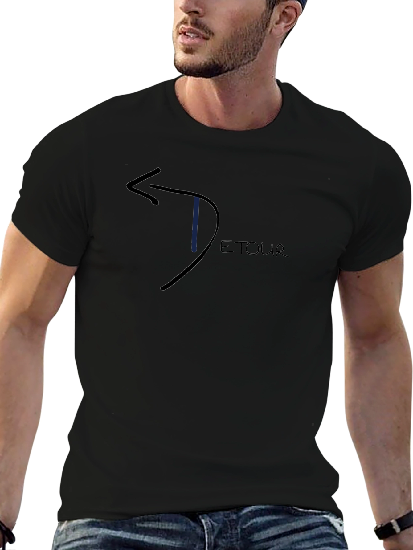 Detour Arrow Graphic T-Shirt - Casual Black Tee