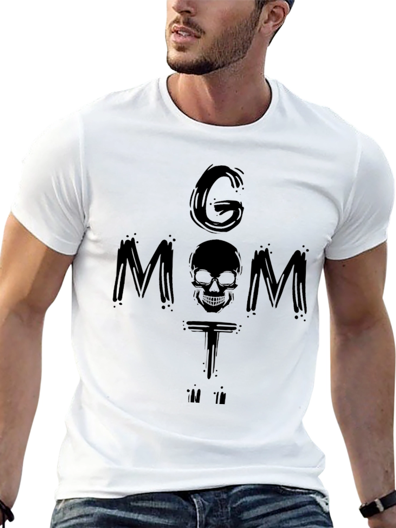 G Mom T-Shirt Skull Graphic Black Tee