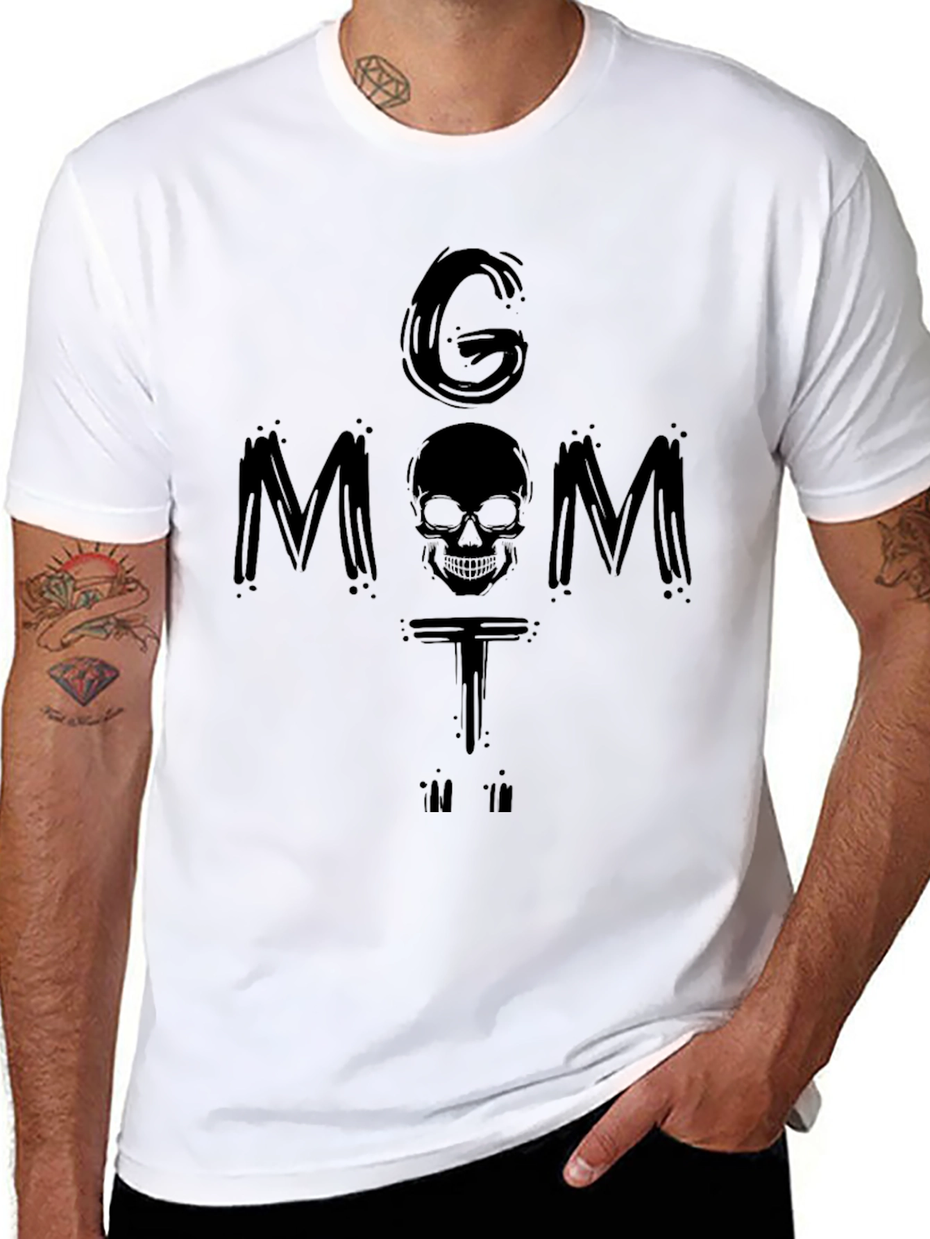 G Mom T-Shirt Skull Graphic Black Tee