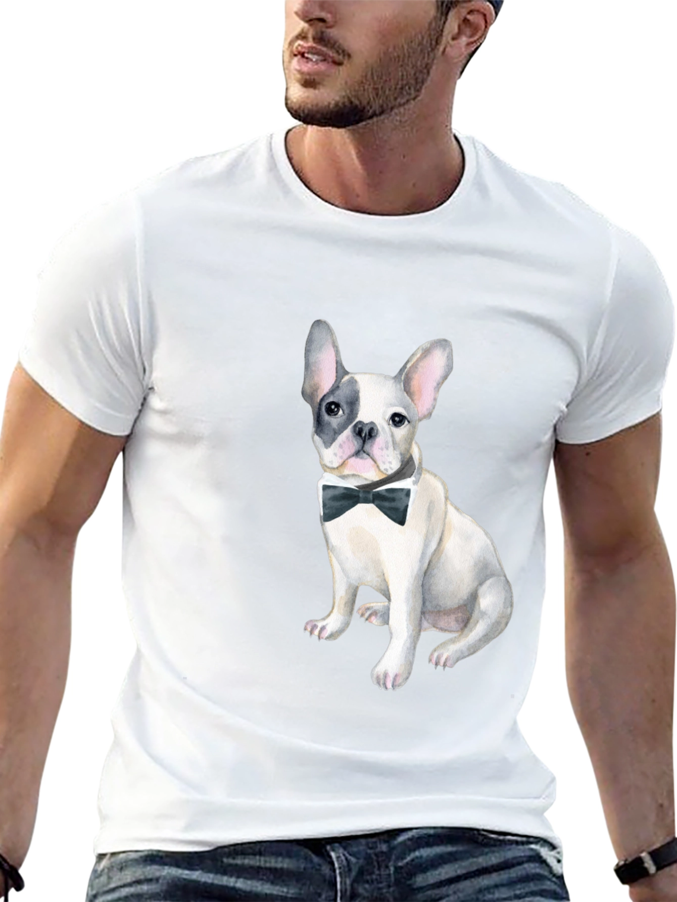 Dog with Bow Tie Black Graphic Tee