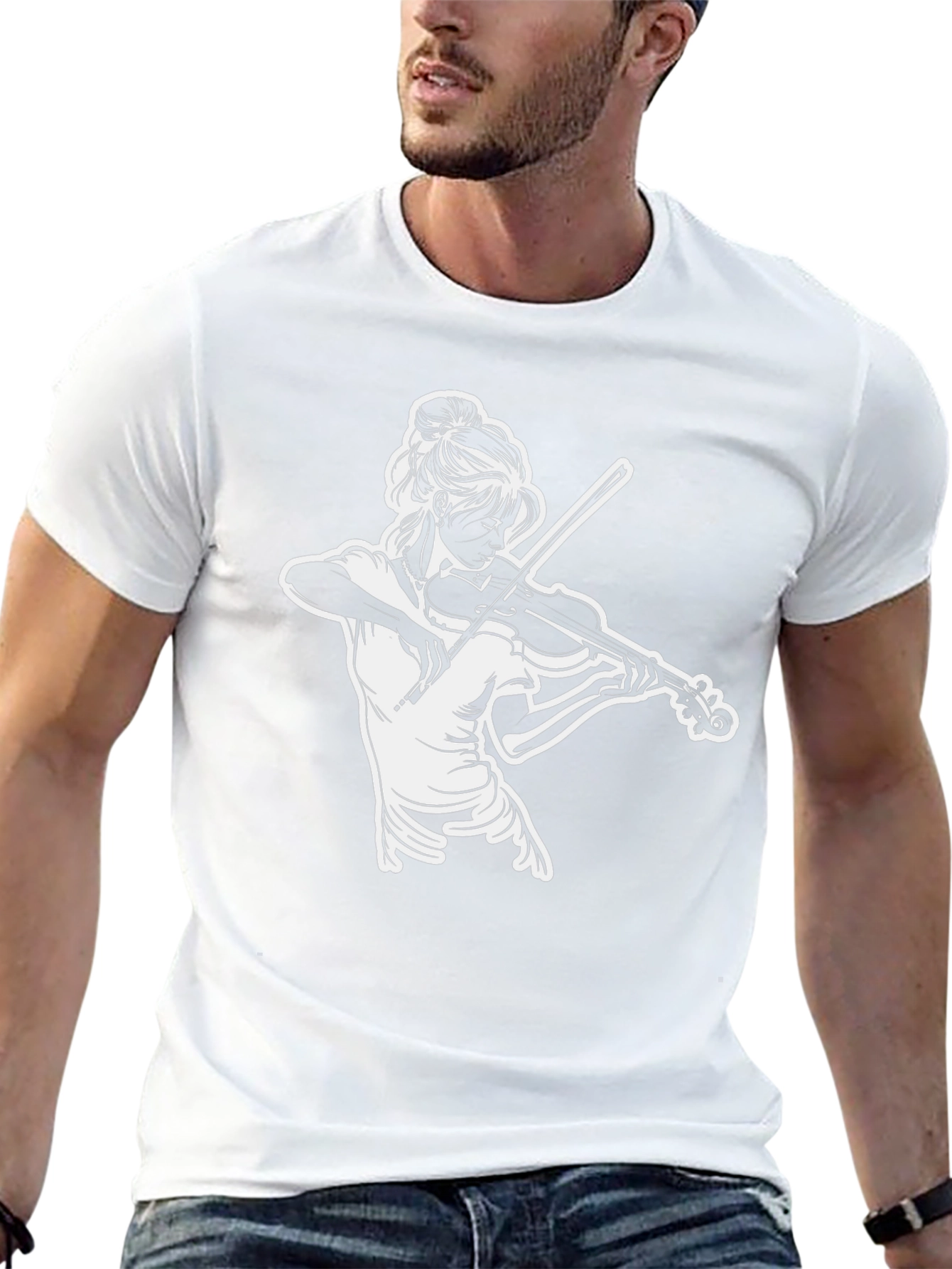 Violinist Graphic Tee - Black Cotton Casual Shirt