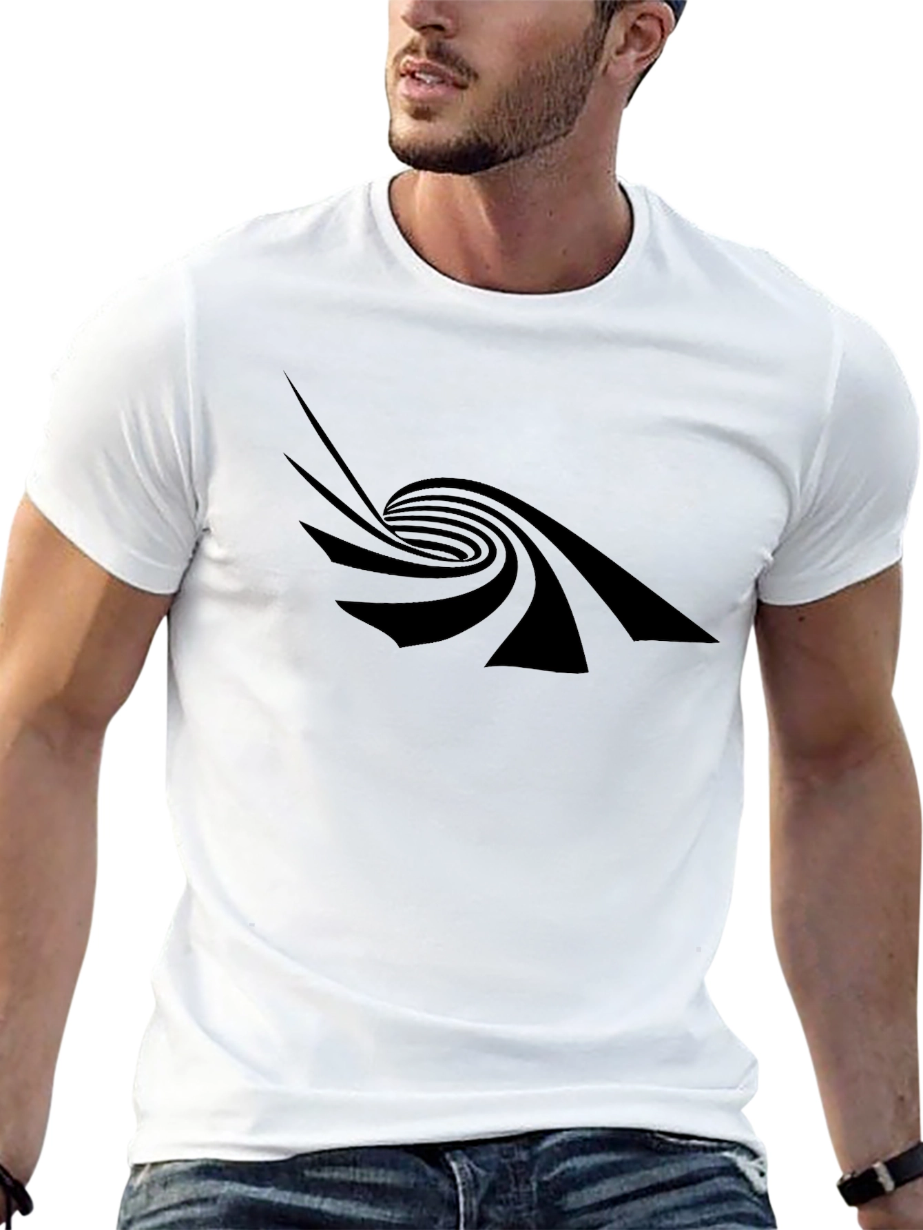 Optical Illusion Black Graphic Tee - Mens Stylish T-Shirt