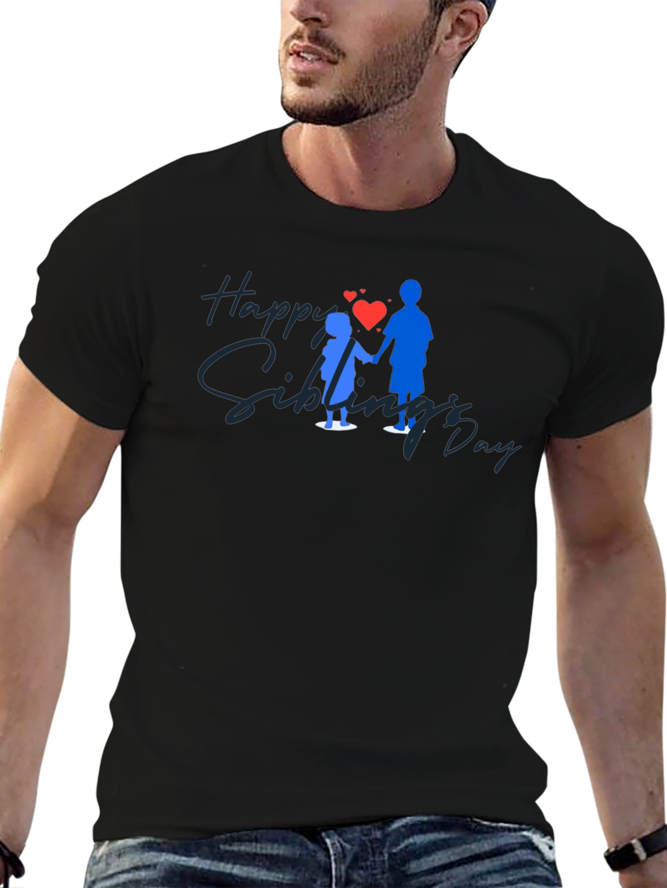 Happy Siblings Day Black T-Shirt