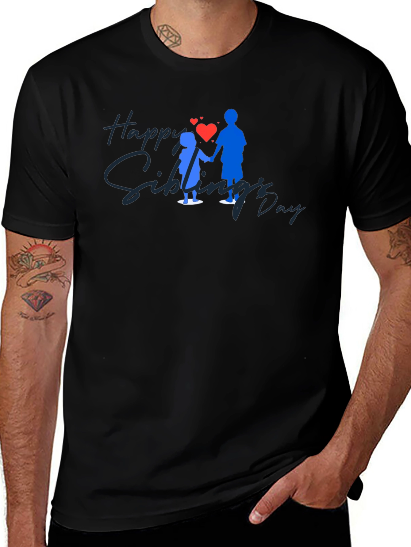Happy Siblings Day Black T-Shirt