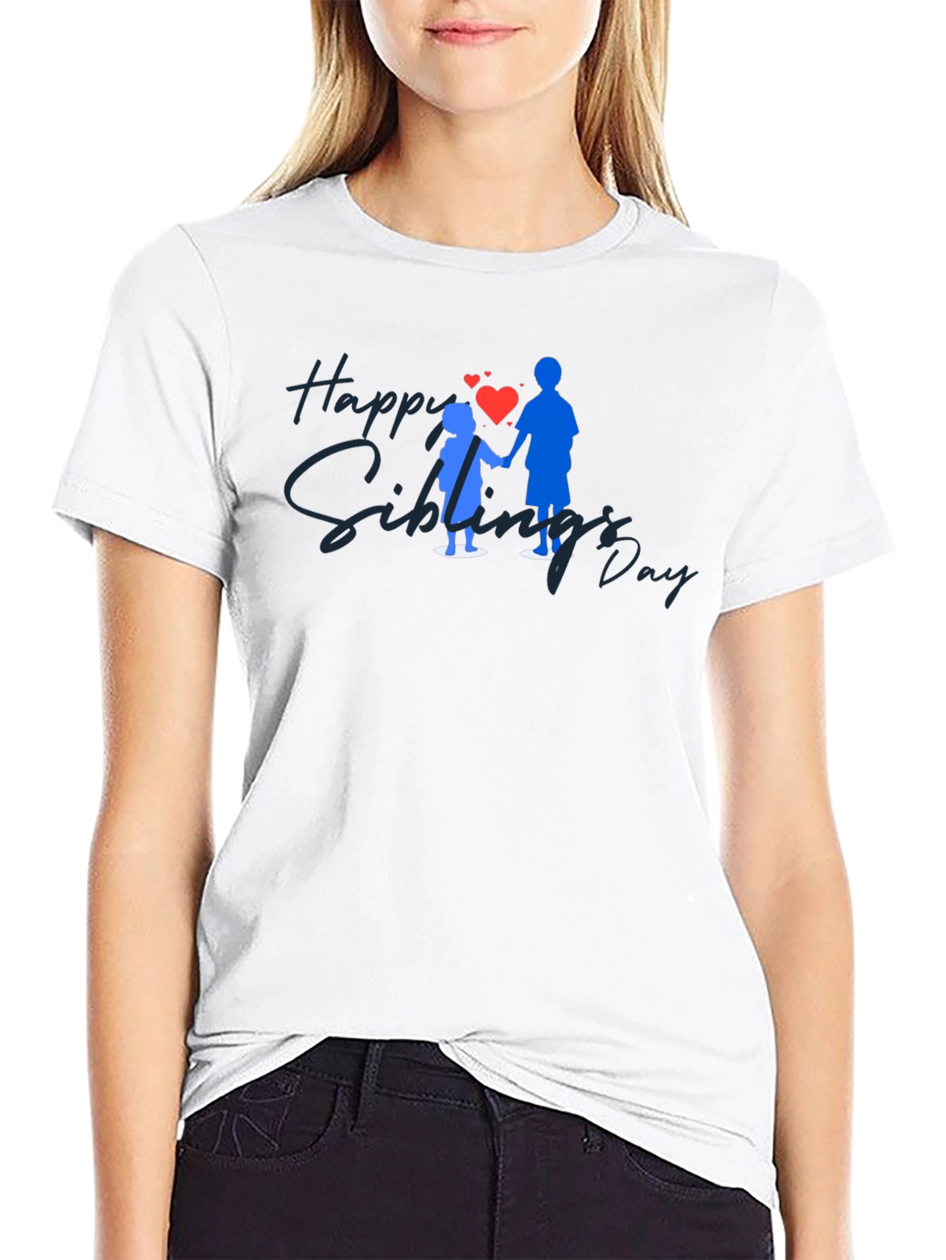 Happy Siblings Day Black T-Shirt