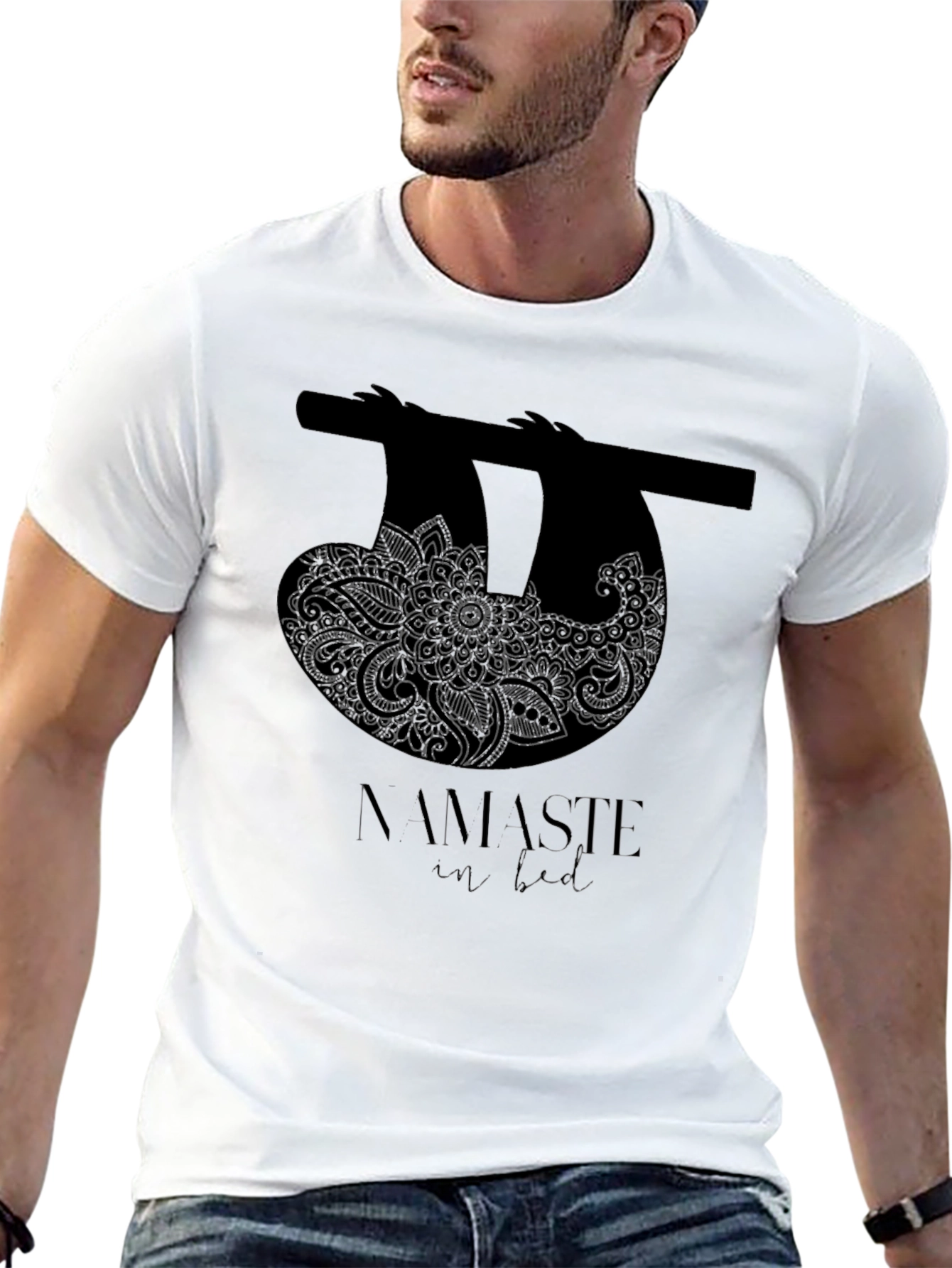 Namaste In Bed Sloth Graphic Tee