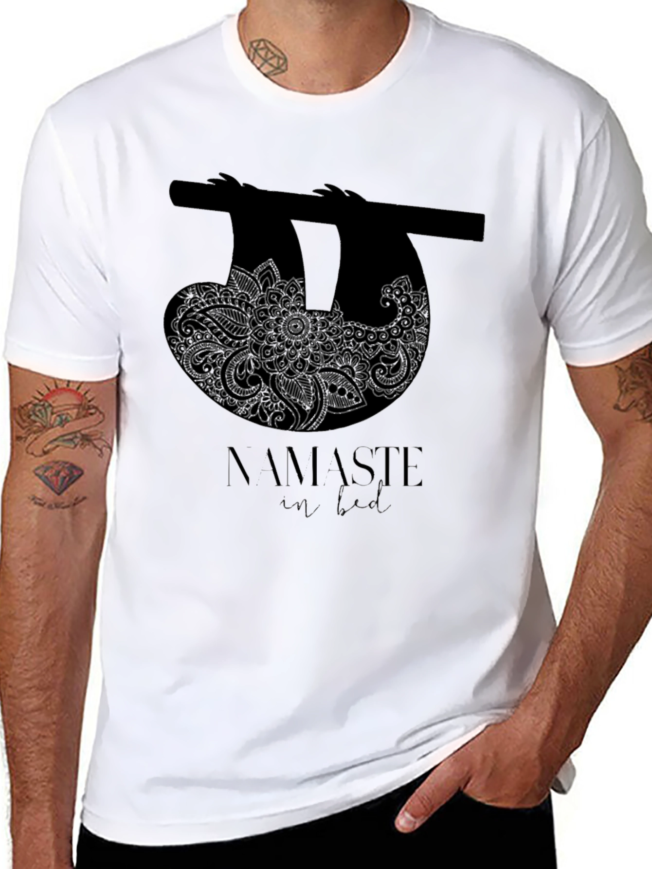 Namaste In Bed Sloth Graphic Tee