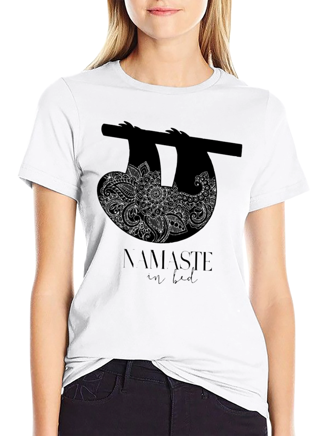 Namaste In Bed Sloth Graphic Tee