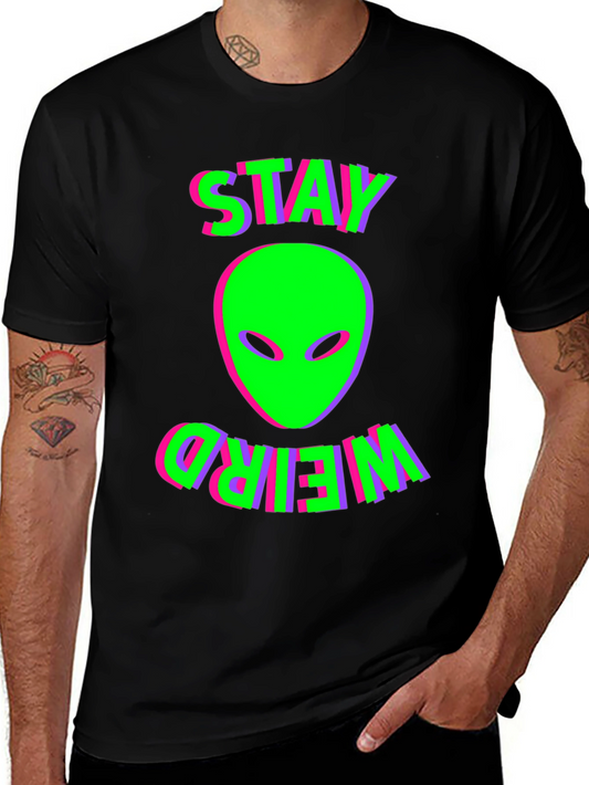 Stay Weird Alien Graphic Tee - Black