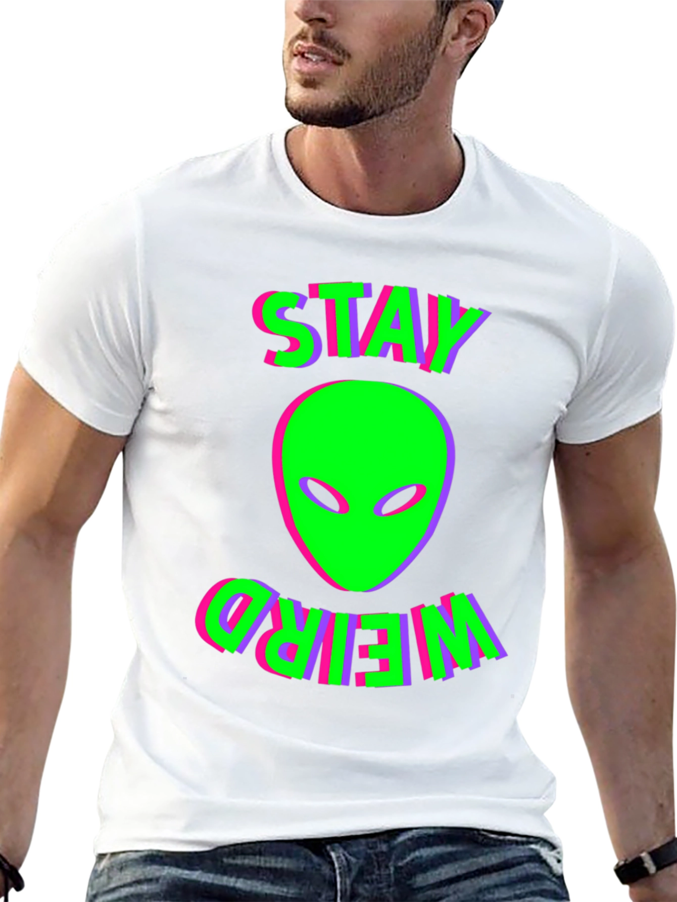 Stay Weird Alien Graphic Tee - Black