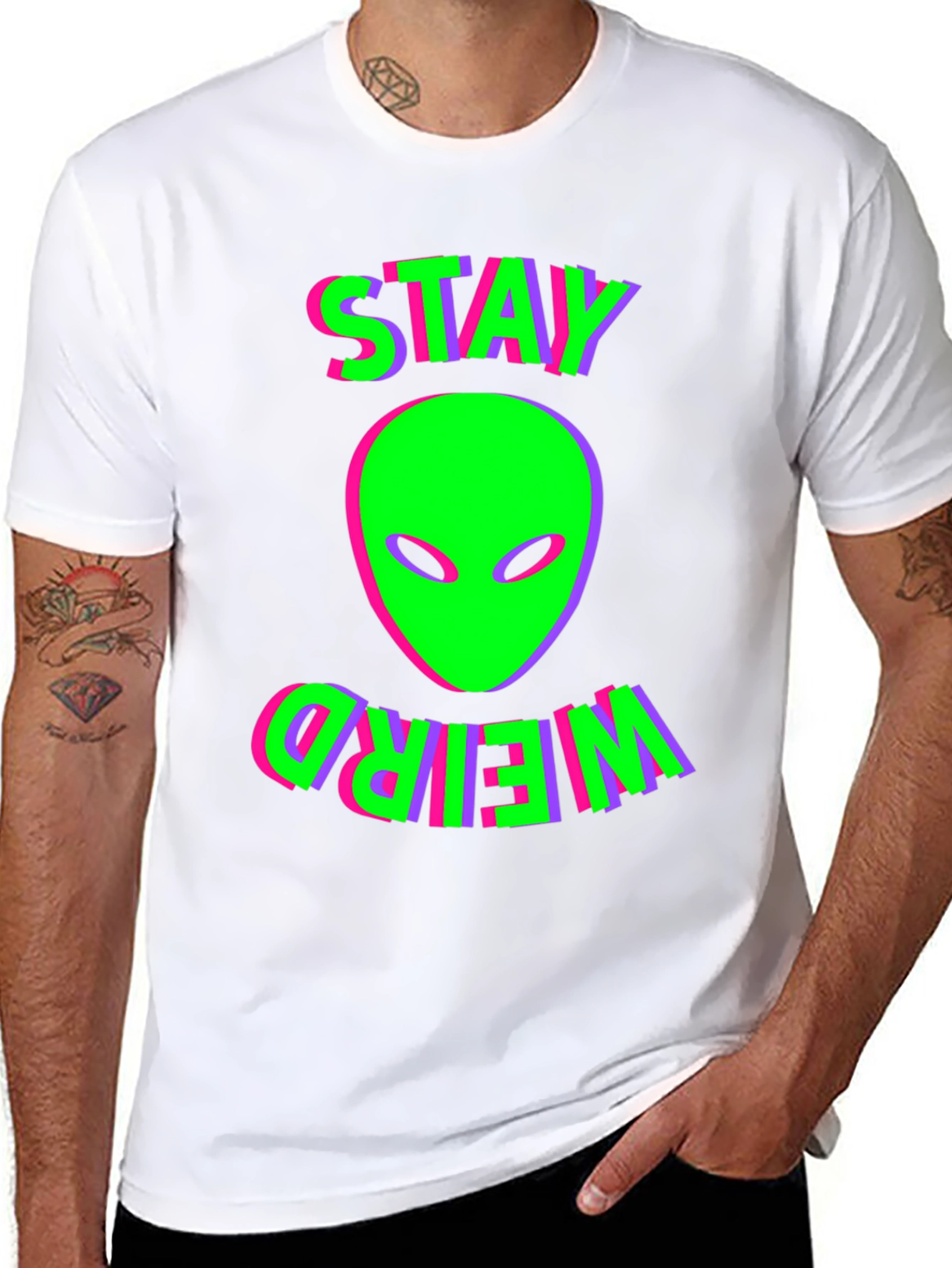 Stay Weird Alien Graphic Tee - Black