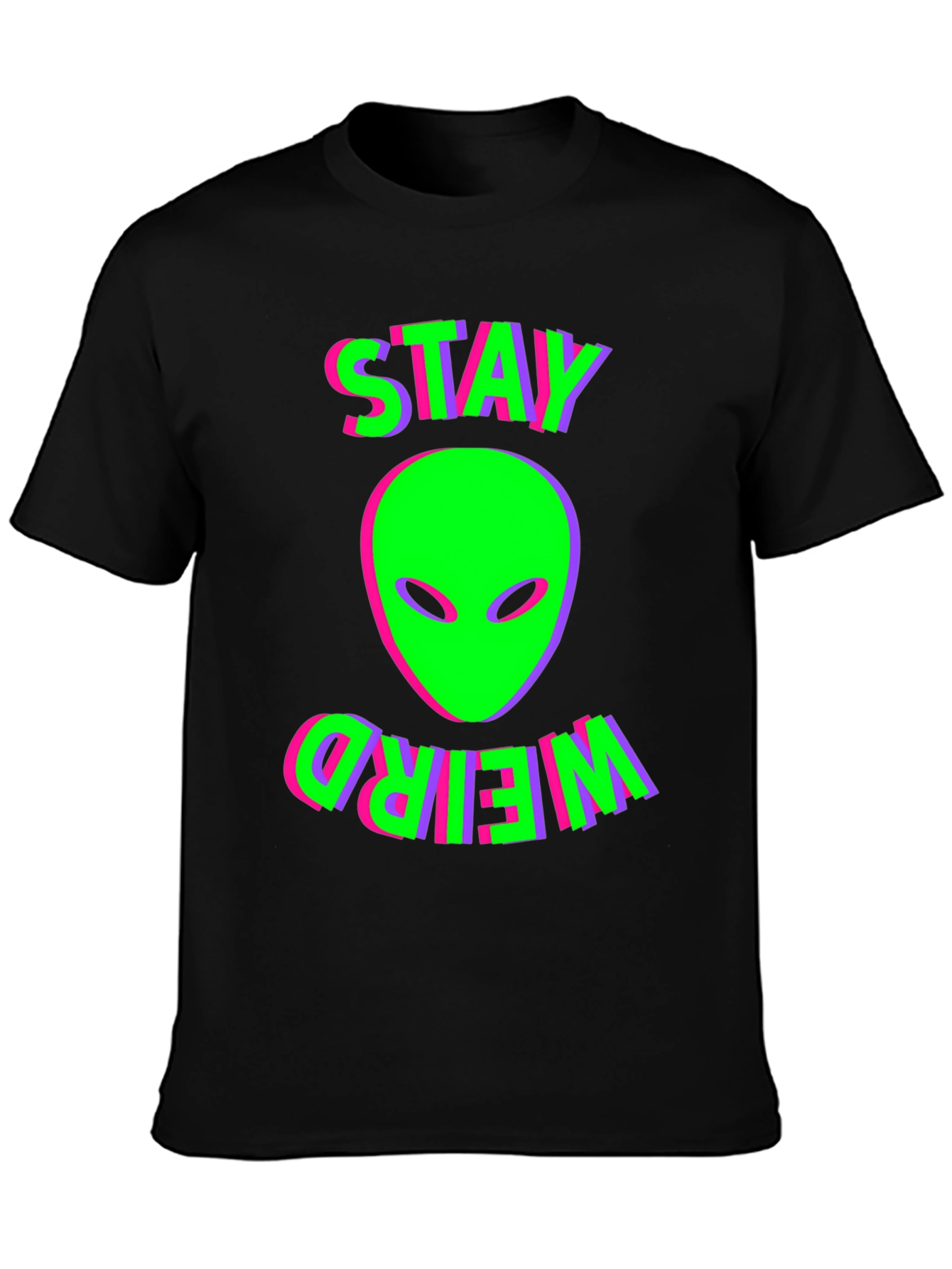 Stay Weird Alien Graphic Tee - Black