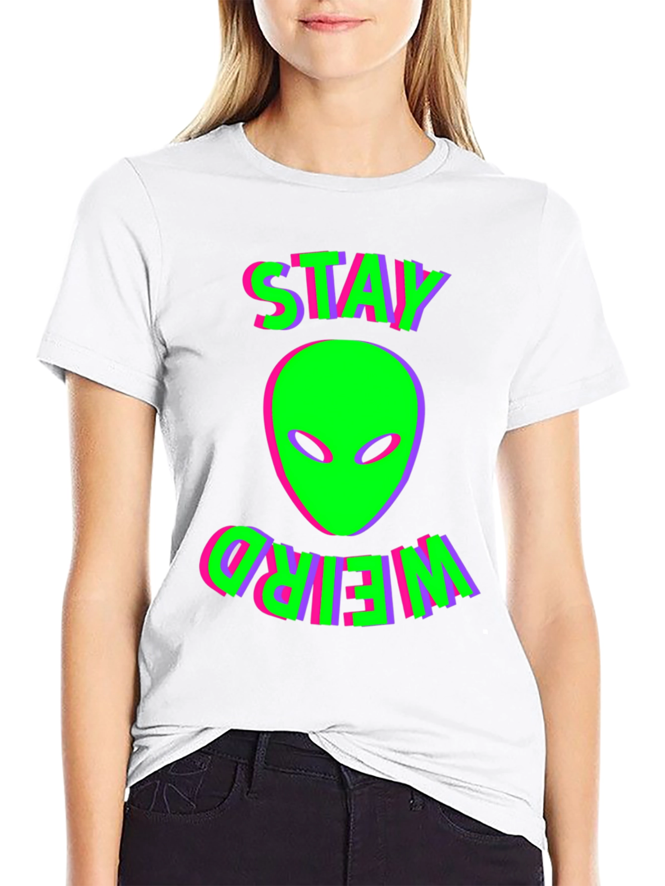 Stay Weird Alien Graphic Tee - Black