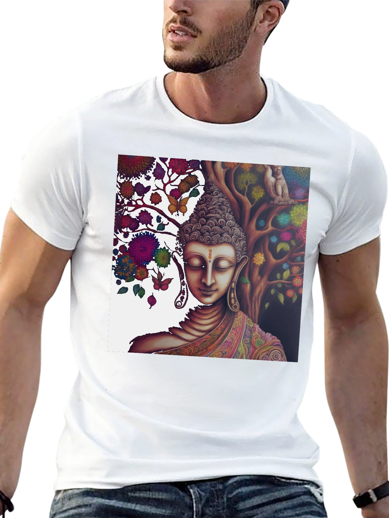 Buddha Under Tree of Life Graphic Tee
