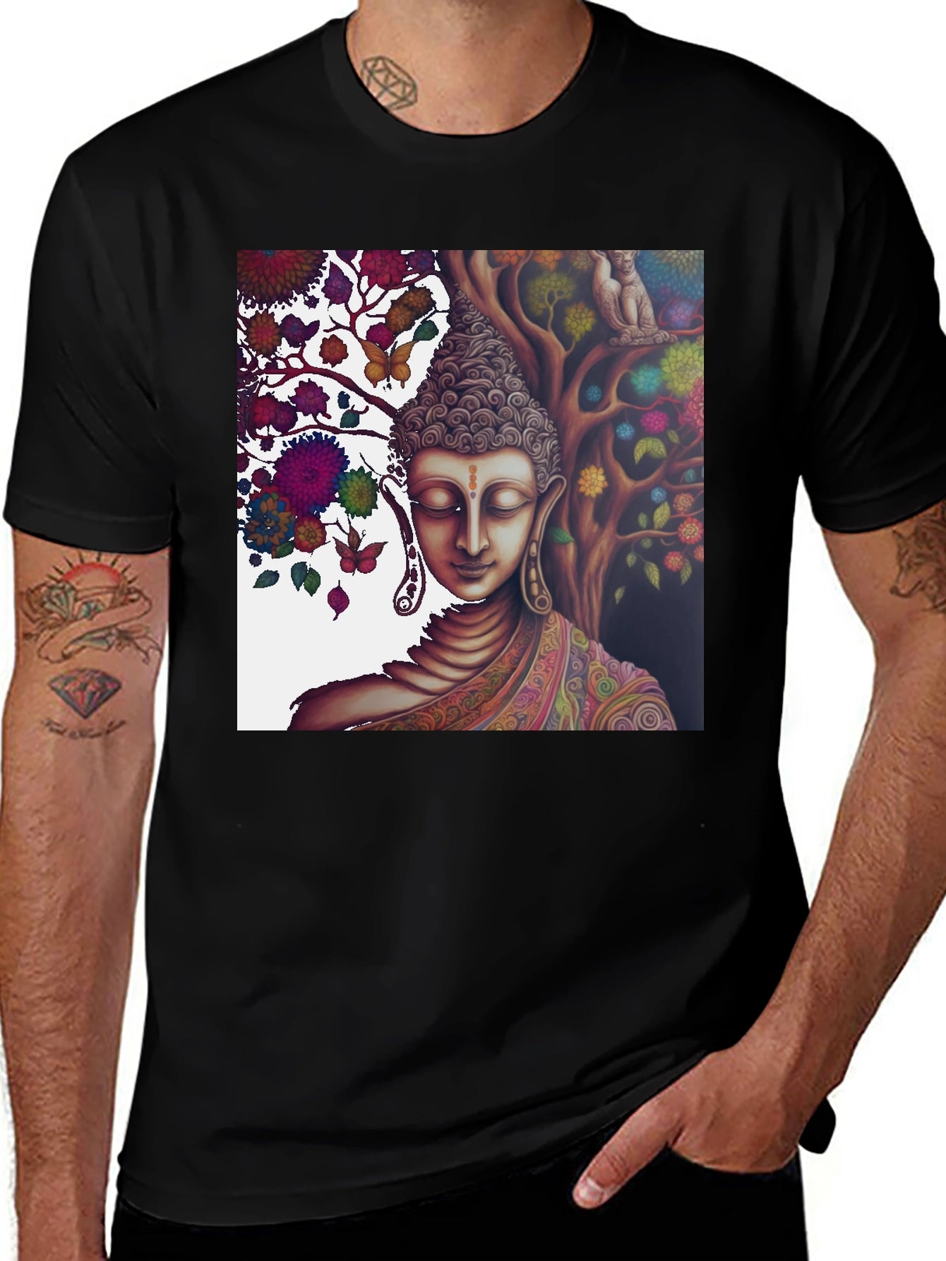 Buddha Under Tree of Life Graphic Tee