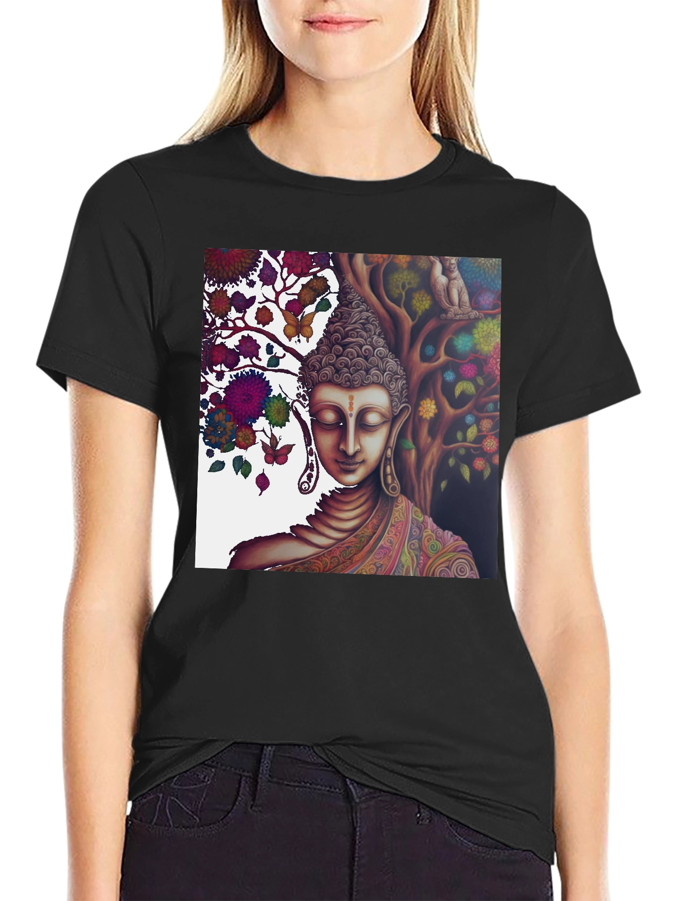 Buddha Under Tree of Life Graphic Tee