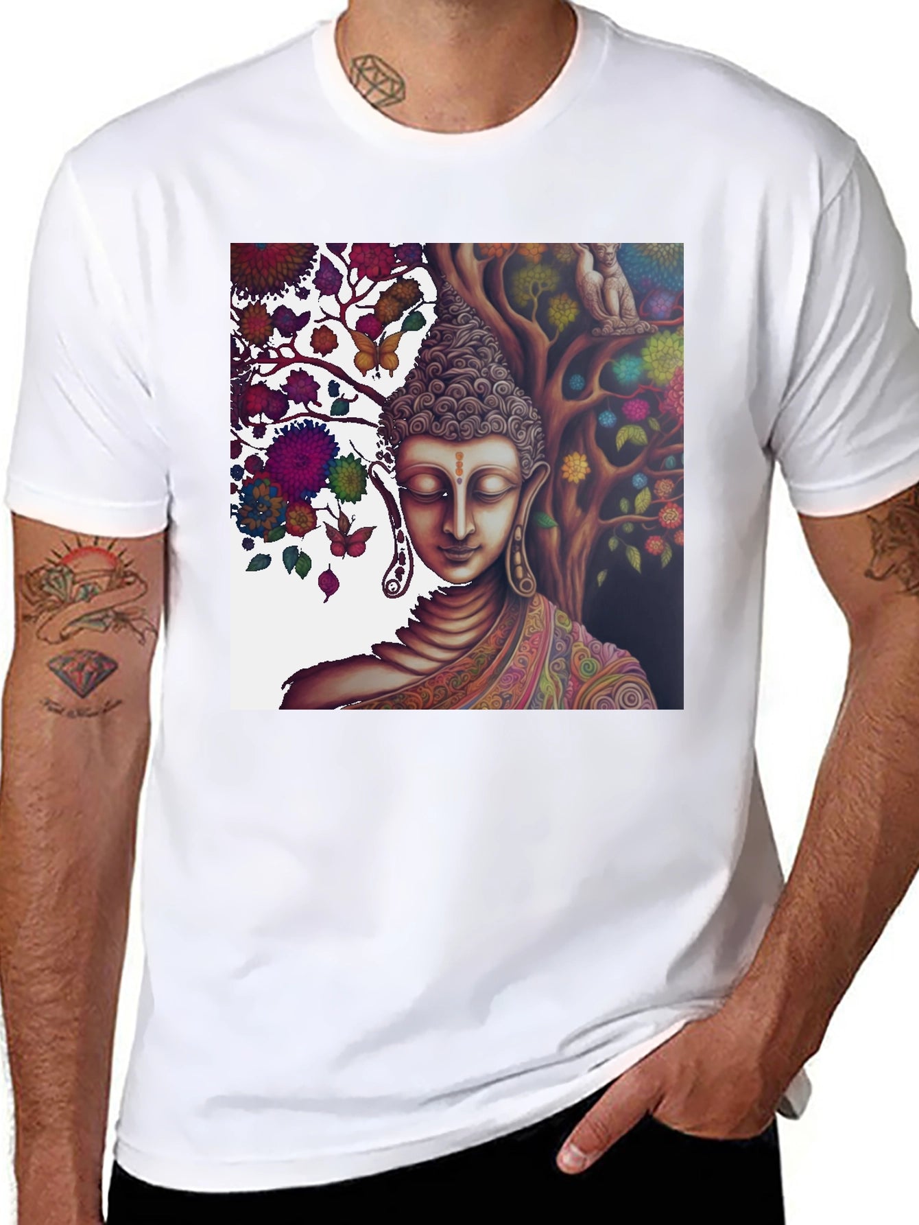 Buddha Under Tree of Life Graphic Tee