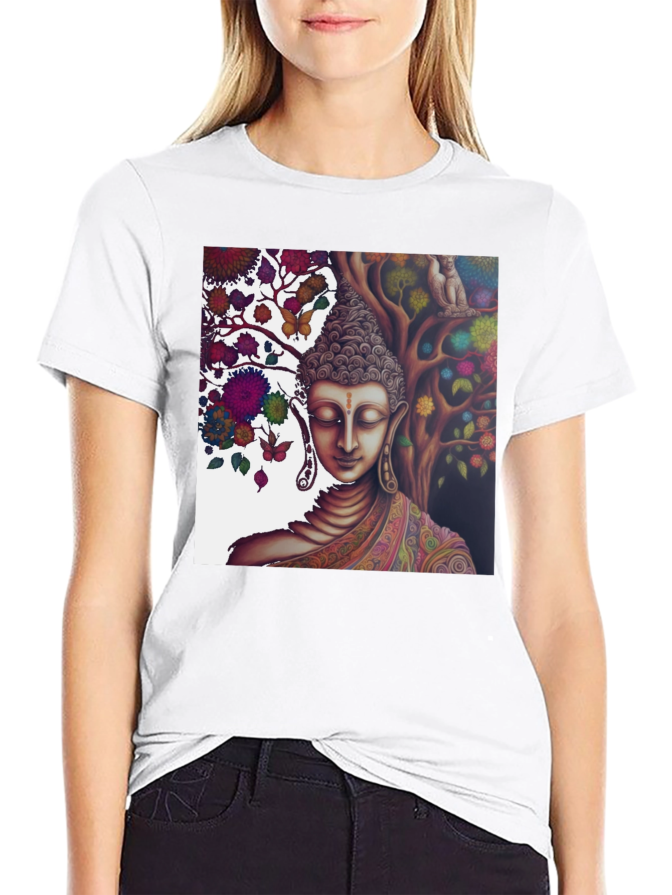 Buddha Under Tree of Life Graphic Tee
