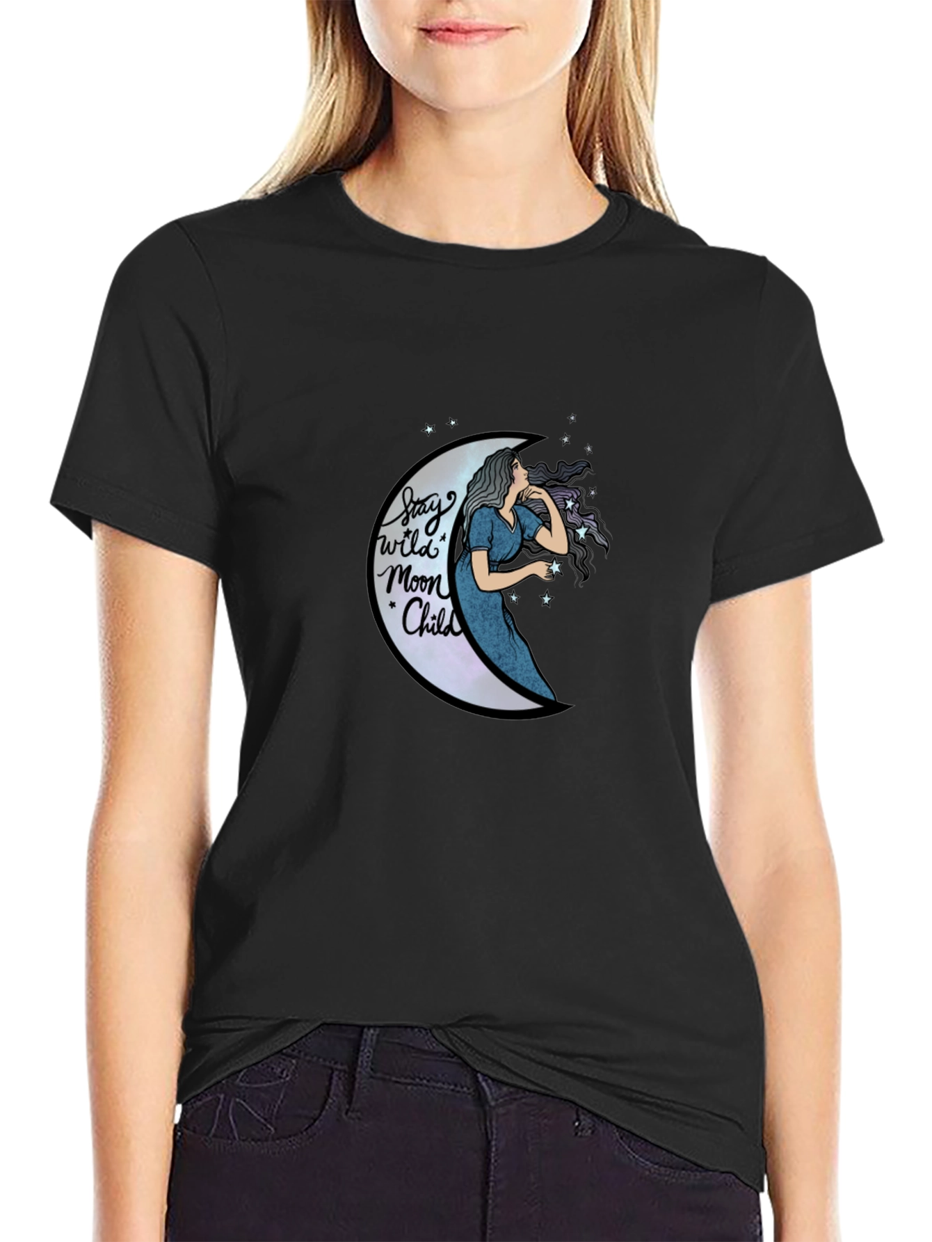 Stay Wild Moon Child Black Graphic Tee