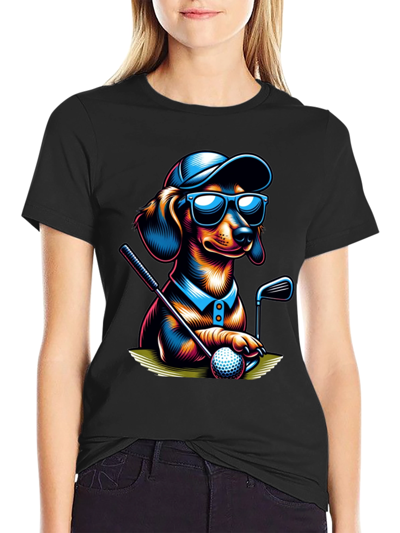 Golf Dachshund T-Shirt - Cool Dog Tee