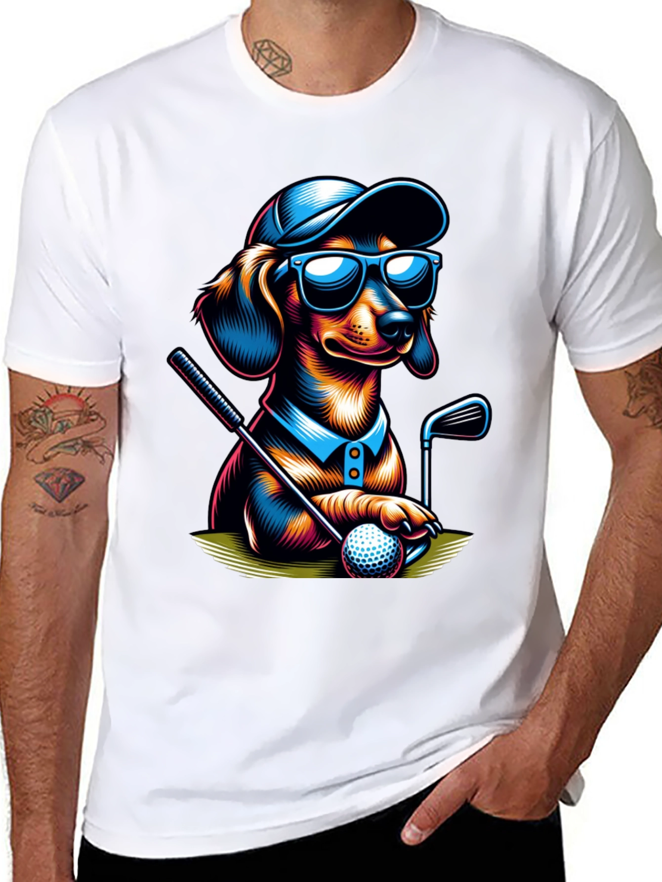 Golf Dachshund T-Shirt - Cool Dog Tee