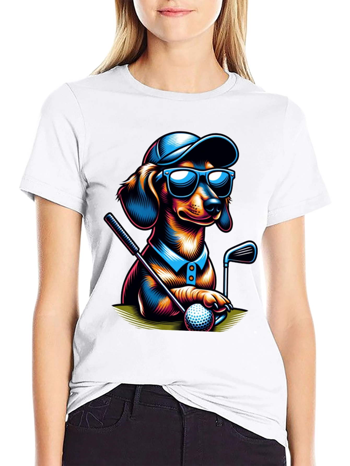 Golf Dachshund T-Shirt - Cool Dog Tee