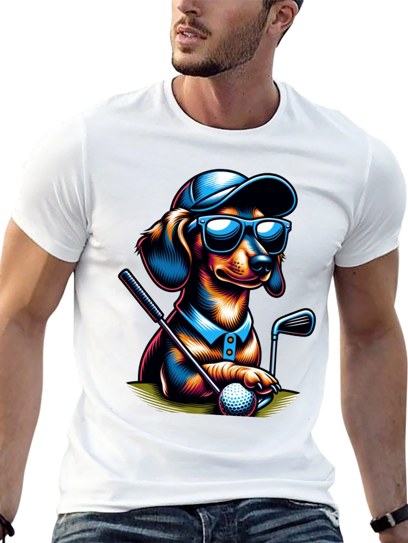Golf Dachshund T-Shirt - Cool Dog Tee