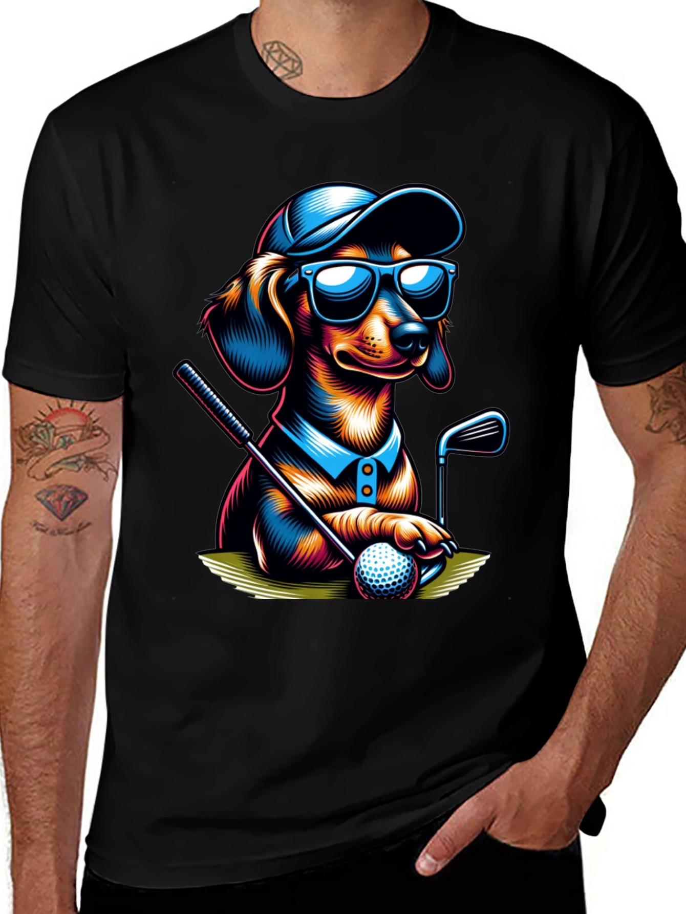 Golf Dachshund T-Shirt - Cool Dog Tee
