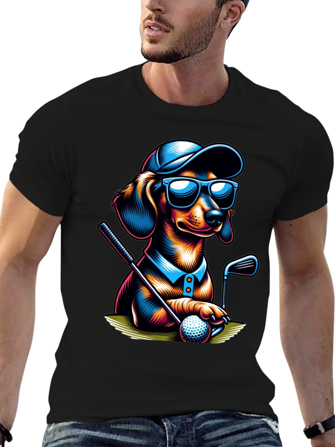Golf Dachshund T-Shirt - Cool Dog Tee