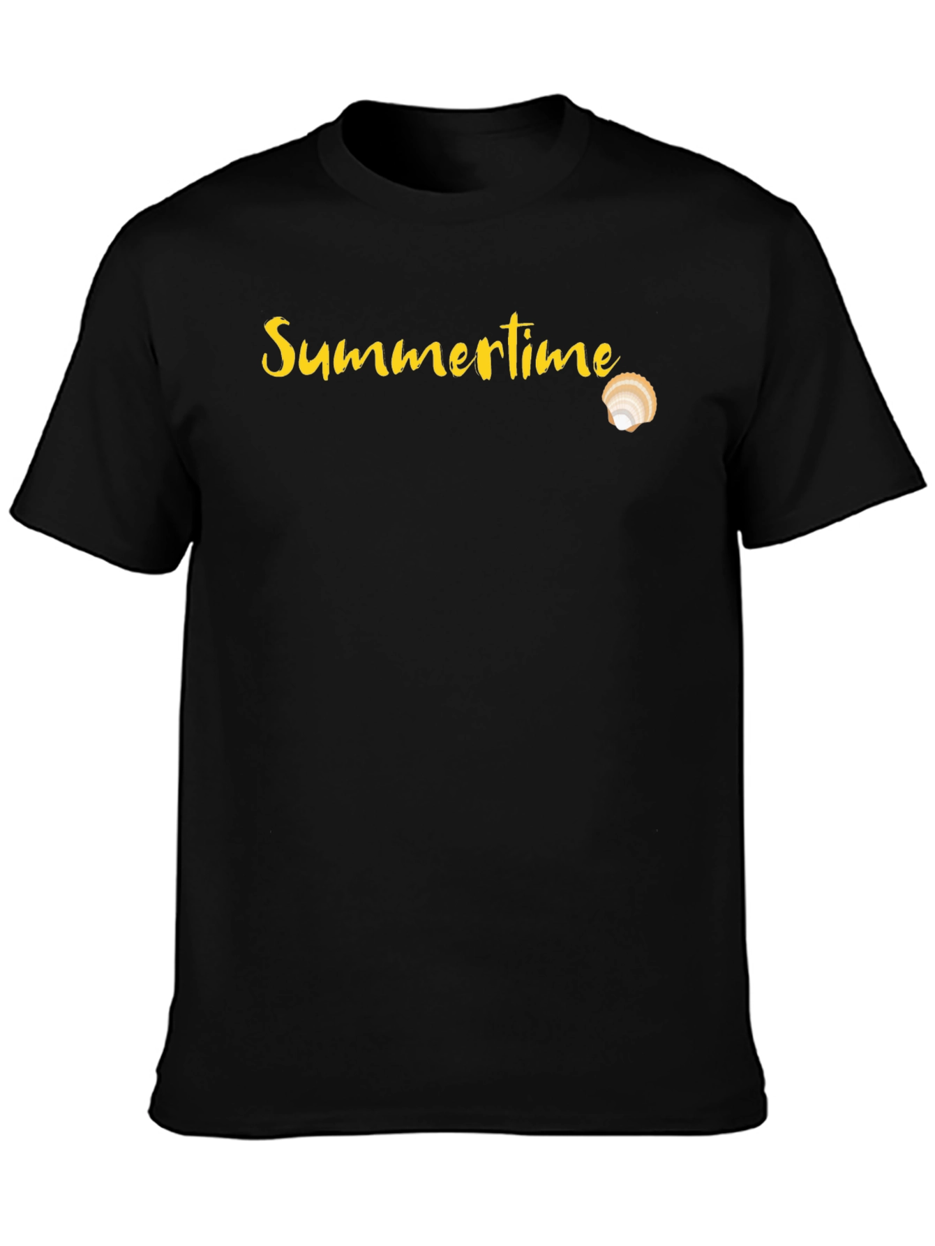 Summertime Shell Graphic Tee - Casual Black T-Shirt