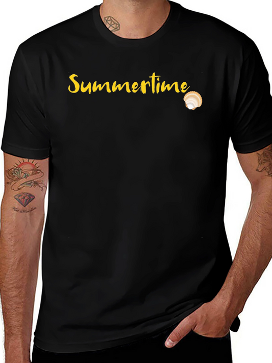 Summertime Shell Graphic Tee - Casual Black T-Shirt